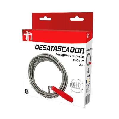 Desatascador de Tuberias en Espiral 3m Gris/Rojo 7house Herramientas 4