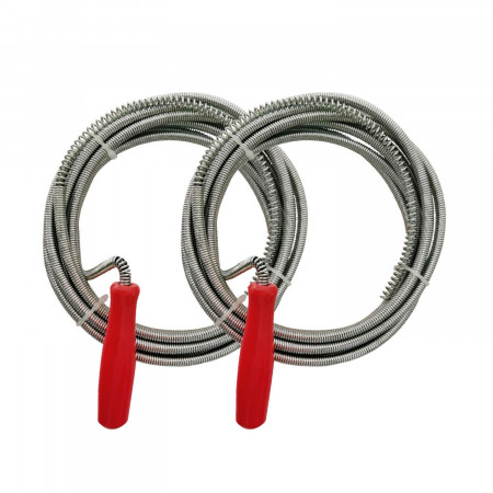 Pack 2 Desatascadores de Tuberias en Espiral 3m Gris/Rojo 7house Herramientas 1