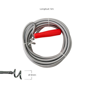 Pack 2 Desatascadores de Tuberias en Garfio 5m Gris/Rojo 7house Herramientas 3
