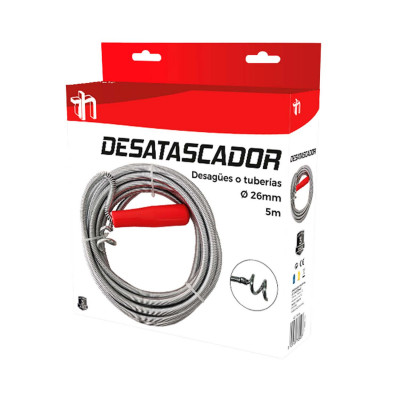 Pack 2 Desatascadores de Tuberias en Garfio 5m Gris/Rojo 7house Herramientas 4