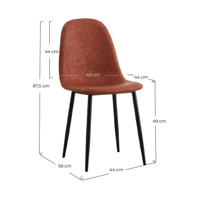 Pack 2 Sillas de Comedor de Piel Mera 56x44x87.5cm Thinia Home Sillas de Comedor de Diseño 13