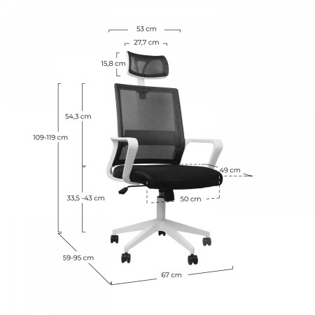 Silla de Escritorio con Ruedas Century 119x95x67cm Thinia Home Sillas Con Ruedas para Escritorio 13