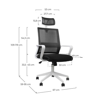 Silla de Escritorio con Ruedas Century 119x95x67cm Thinia Home Sillas Con Ruedas para Escritorio 13