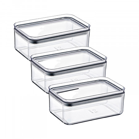 Pack 3 Recipientes Herméticos para Alimentos Pequeño Rectangular 10.5x16.5x7.5cm 7house Accesorios de Cocina 1