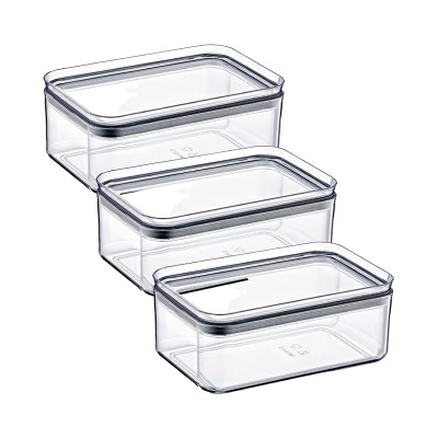 Pack 3 Recipientes Herméticos para Alimentos Pequeño Rectangular 10.5x16.5x7.5cm 7house Accesorios de Cocina 1