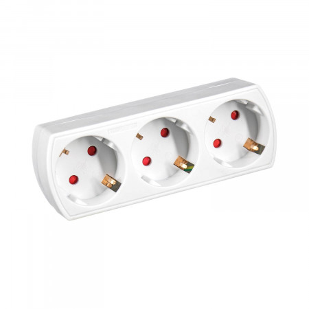 Adaptador/Conector 3 Tomas Schuko Frontal Blanco 7hSevenOn Bases Múltiples 1