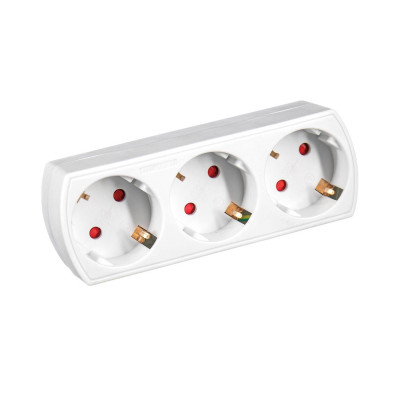 Adaptador/Conector 3 Tomas Schuko Frontal Blanco 7hSevenOn Bases Múltiples 1