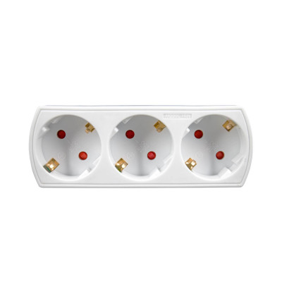 Adaptador/Conector 3 Tomas Schuko Frontal Blanco 7hSevenOn Bases Múltiples 2