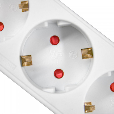 Adaptador/Conector 3 Tomas Schuko Frontal Blanco 7hSevenOn Bases Múltiples 4 Adaptador/Conector 3 Tomas Schuko Frontal Blanco 7hSevenOn Bases Múltiples 4