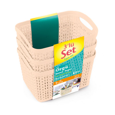 Kit 3 Cestas Rectangulares 1,5 Litros 7house Ordenación Baño 12