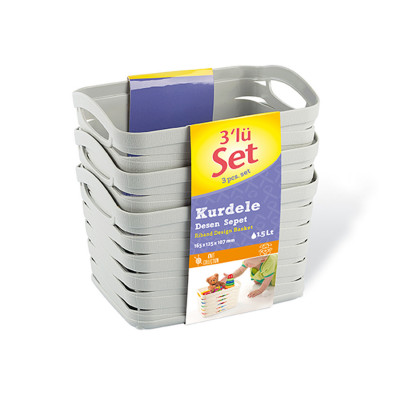Kit 3 Cestas Medianas Rectangulares 1,5 Litros 7house Ordenación Baño 4