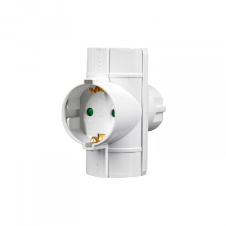 Adaptador/Conector 3 Tomas Schuko Lateral Blanco 7hSevenOn Bases Múltiples 2