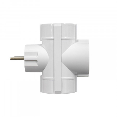 Adaptador/Conector 3 Tomas Schuko Lateral Blanco 7hSevenOn Bases Múltiples 4 Adaptador/Conector 3 Tomas Schuko Lateral Blanco 7hSevenOn Bases Múltiples 4