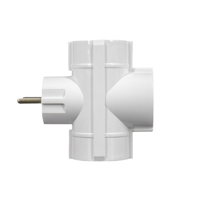 Adaptador/Conector 3 Tomas Schuko Lateral Blanco 7hSevenOn Bases Múltiples 4