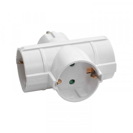 Adaptador/Conector 3 Tomas Schuko Lateral Blanco 7hSevenOn Bases Múltiples 1