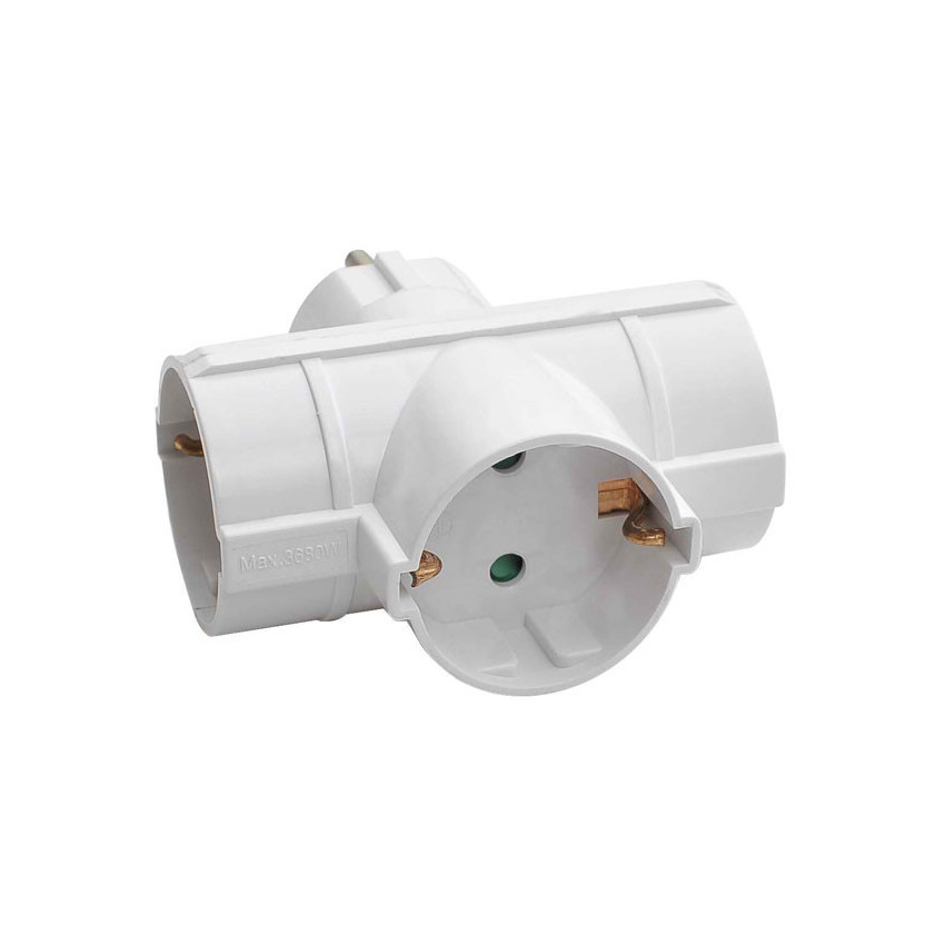 Adaptador/Conector 3 Tomas Schuko Lateral Blanco 7hSevenOn Bases Múltiples 1 Adaptador/Conector 3 Tomas Schuko Lateral Blanco 7hSevenOn Bases Múltiples 1