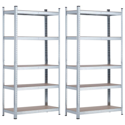 Pack 2 Estanterías Modulares con 5 Baldas Ajustables 180x90x40cm 875Kg O91 Estanterías 1